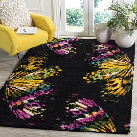 Safavieh 4 x 6 ft. Fiesta Shag Power Loomed Small Rectangle Area Rug, Black and Yellow FSG368D-4